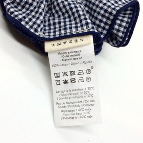 SEZANE GINGHAM Scrunchie Large Navy White Cotton Ponytail Hair Accessory main image 4
